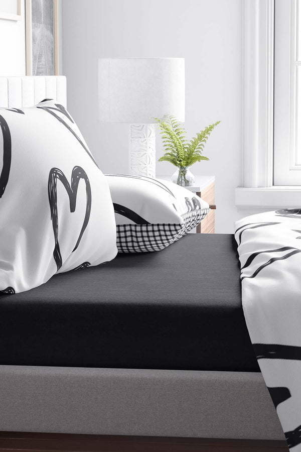 Black Single Fitted Sheet 100x200 cm