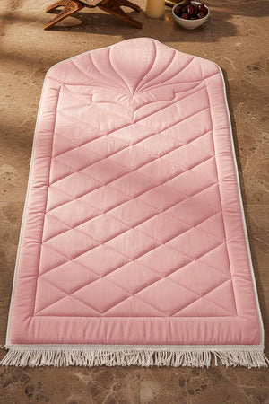 Pink Quilted Padded Luxury Prayer Mat 65 × 115 cm