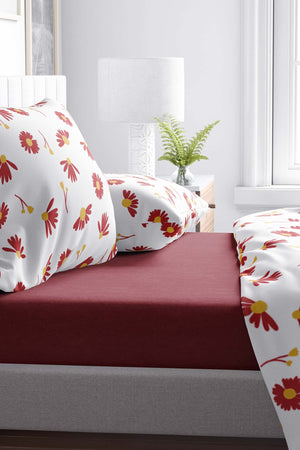 Burgundy Single Fitted Sheet 100x200 cm