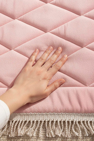 Pink Quilted Padded Luxury Prayer Mat 65 × 115 cm