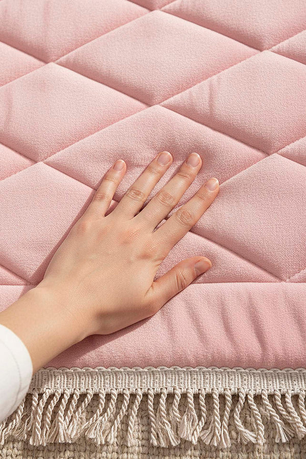 Pink Quilted Padded Luxury Prayer Mat 65 × 115 cm