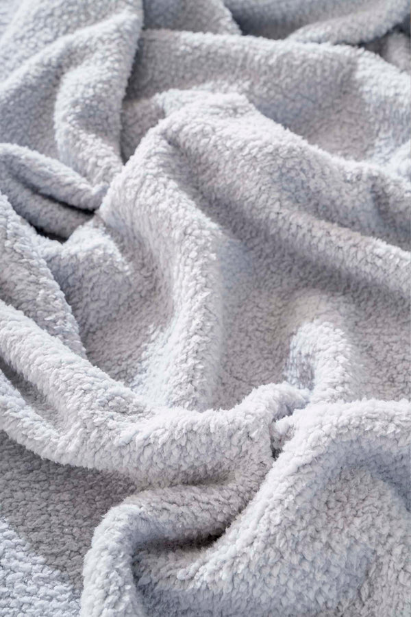 Light Gray Valencia Sherpa Double Plush Blanket