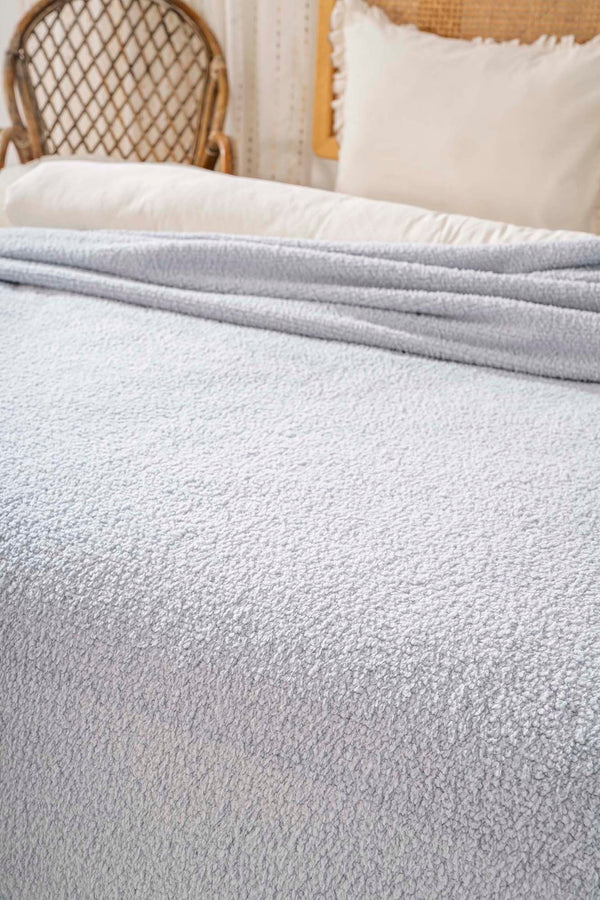 Light Gray Valencia Sherpa Double Plush Blanket