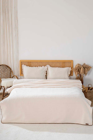 Cream Valencia Sherpa Double Plush Blanket