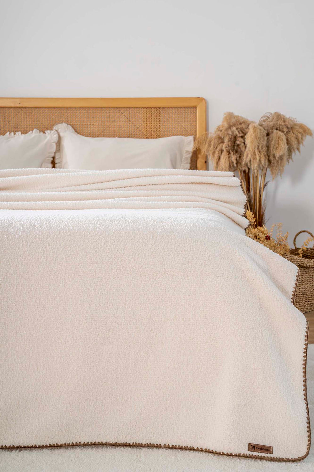 Cream Valencia Sherpa Double Plush Blanket