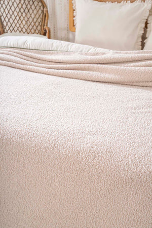 Beige Valencia Sherpa Double Plush Blanket