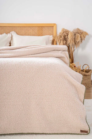 Beige Valencia Sherpa Double Plush Blanket