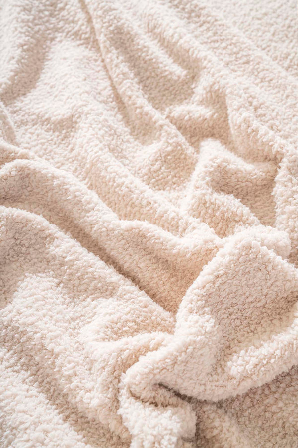 Beige Valencia Sherpa Double Plush Blanket
