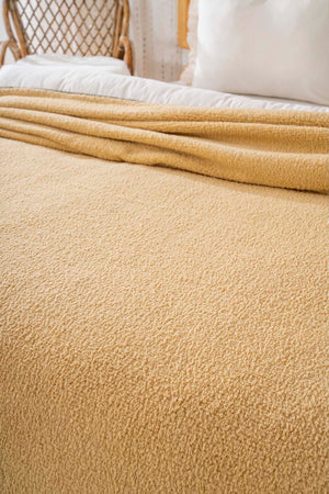 Mustard Valencia Sherpa Double Plush Blanket