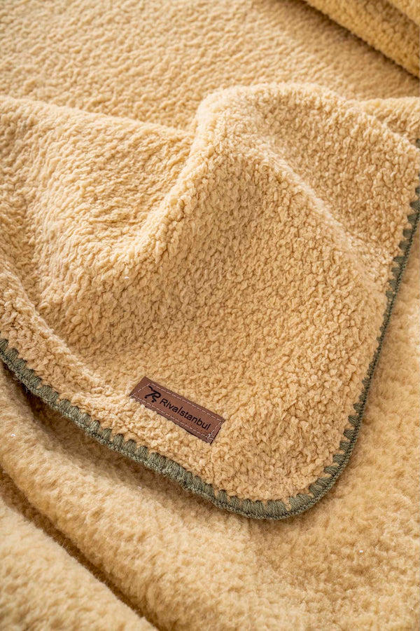 Mustard Valencia Sherpa Double Plush Blanket