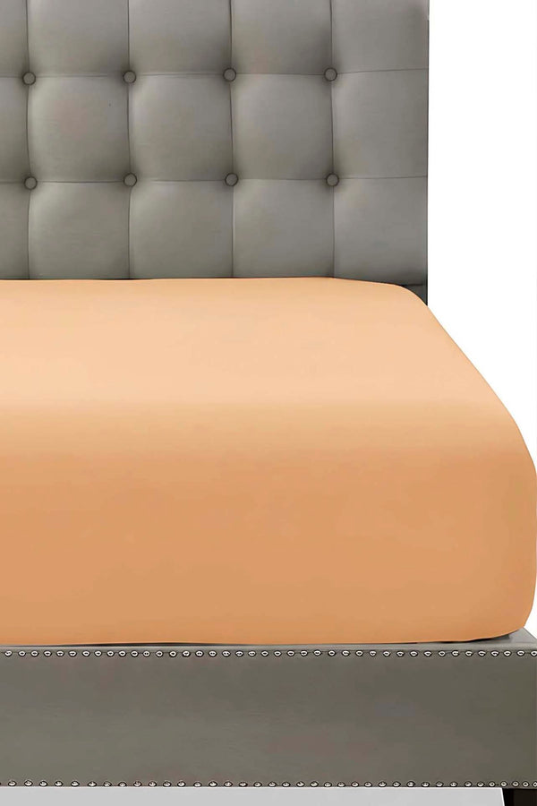 Light Orange Double Fitted Cotton Sheet 160 x 200 cm