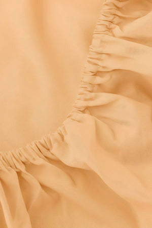 Light Orange Double Fitted Cotton Sheet 160 x 200 cm