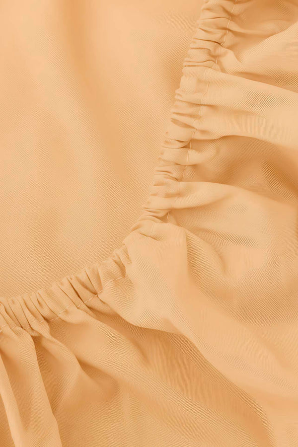 Light Orange Double Fitted Cotton Sheet 160 x 200 cm