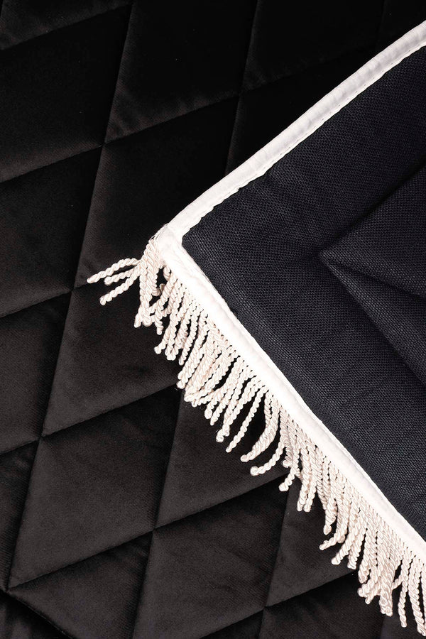 Black Quilted Padded Luxury Prayer Mat 65 × 115 cm