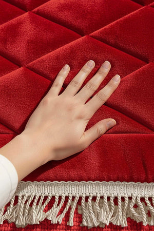 Red Quilted Padded Luxury Prayer Mat 65 × 115 cm