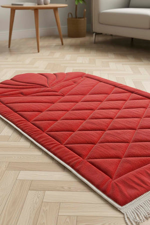 Red Quilted Padded Luxury Prayer Mat 65 × 115 cm