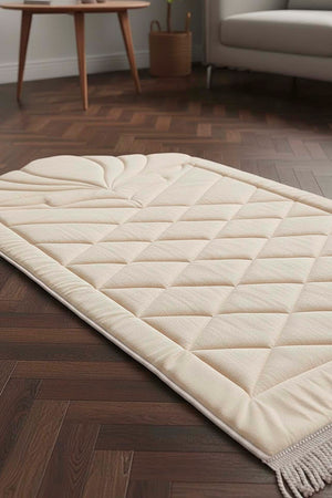 Cream Quilted Padded Luxury Prayer Mat 65 × 115 cm
