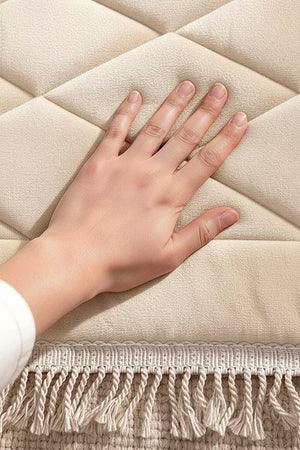 Cream Quilted Padded Luxury Prayer Mat 65 × 115 cm