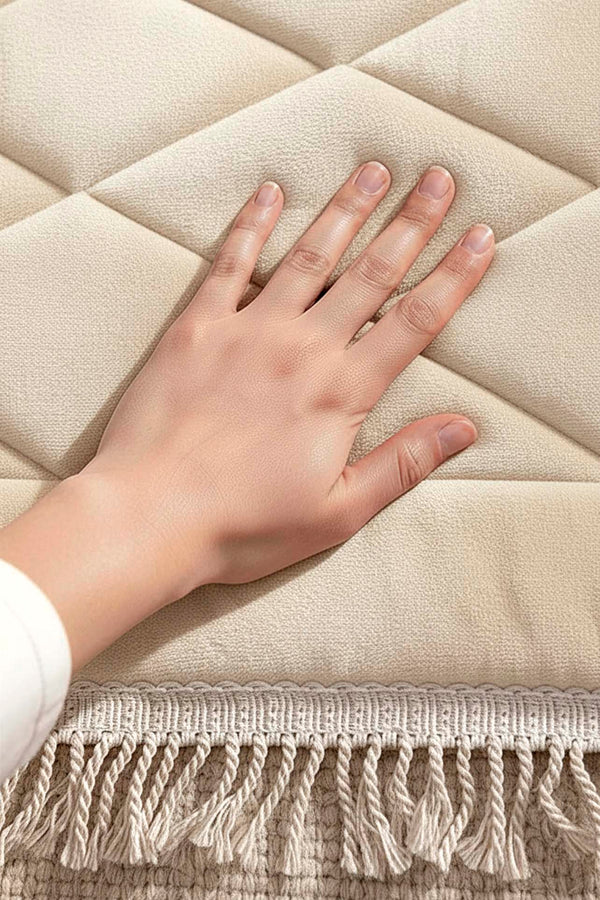 Cream Quilted Padded Luxury Prayer Mat 65 × 115 cm