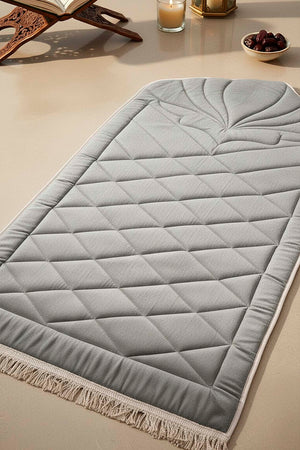 Gray Quilted Padded Luxury Prayer Mat – 65 x 115 cm