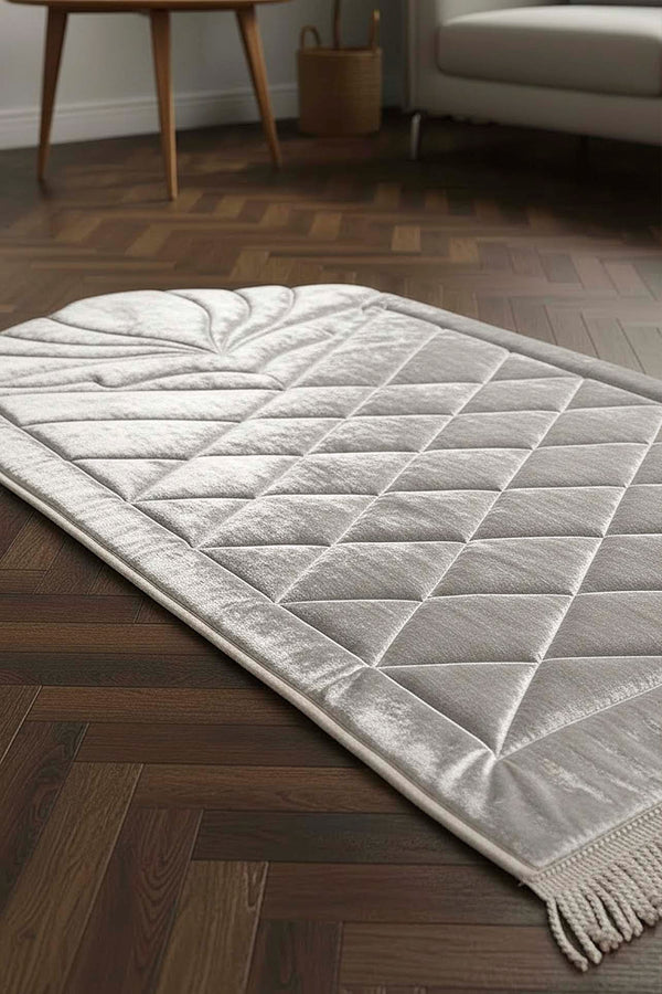 Gray Quilted Padded Luxury Prayer Mat – 65 x 115 cm