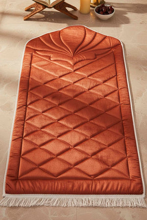 Tile Red Quilted Padded Luxury Prayer Mat 65 × 115 cm