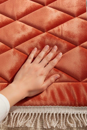 Tile Red Quilted Padded Luxury Prayer Mat 65 × 115 cm