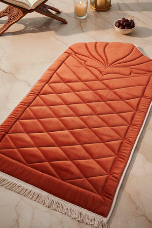 Tile Red Quilted Padded Luxury Prayer Mat 65 × 115 cm