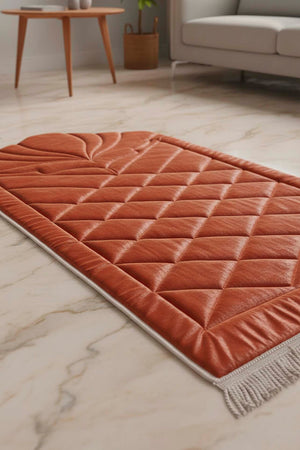 Tile Red Quilted Padded Luxury Prayer Mat 65 × 115 cm