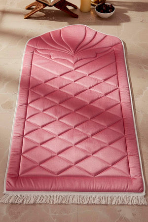 Dark Pink Quilted Padded Luxury Prayer Mat 65 × 115 cm