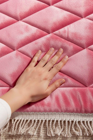 Dark Pink Quilted Padded Luxury Prayer Mat 65 × 115 cm