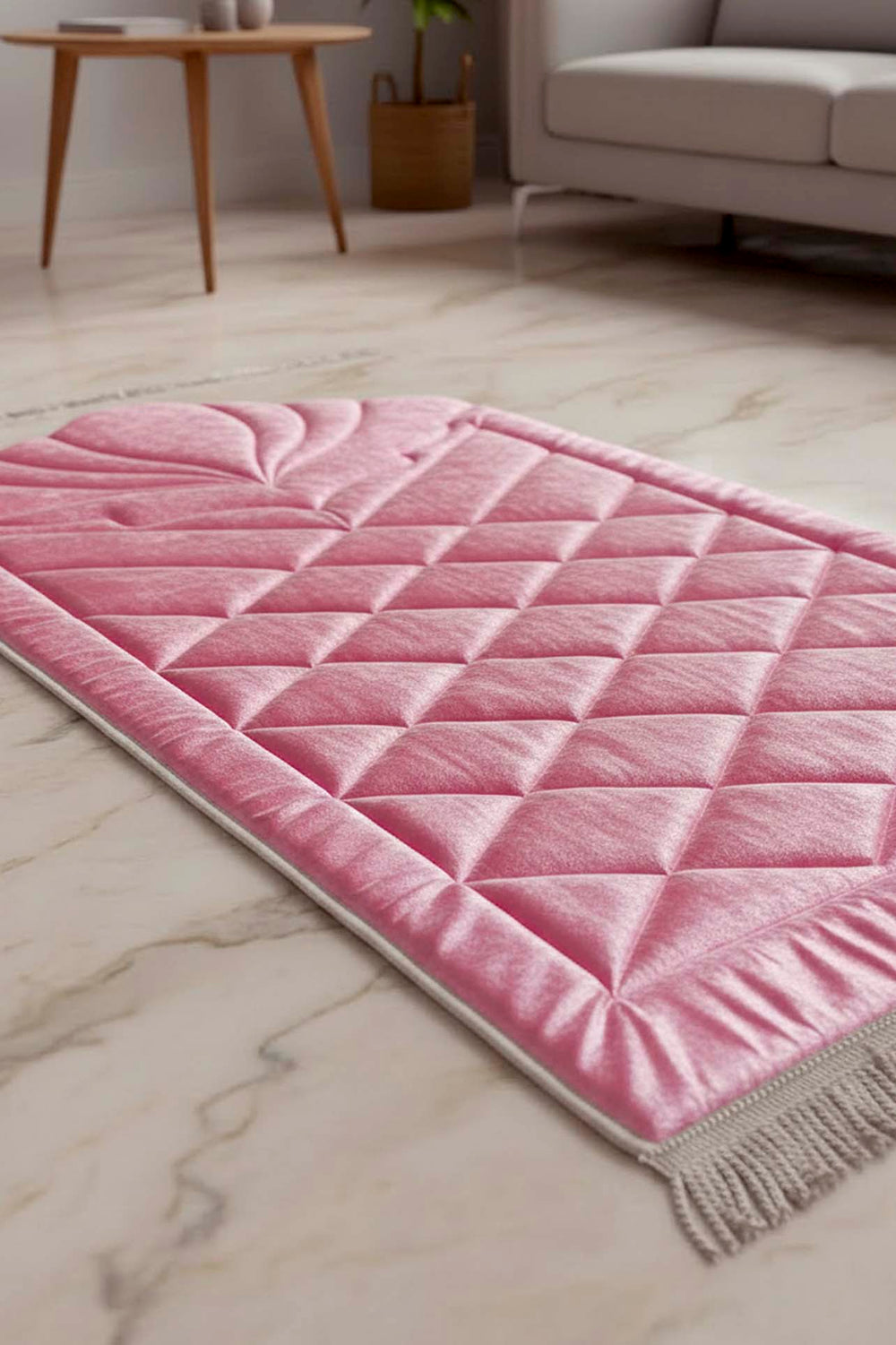 Dark Pink Quilted Padded Luxury Prayer Mat 65 × 115 cm