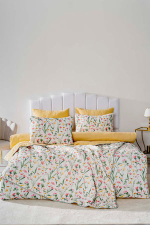 Botanical Double 7-Piece Bridal/Quilt Set – Polycotton Duvet Cover, Bedspread & Sheet Set, King/Cal-King Size