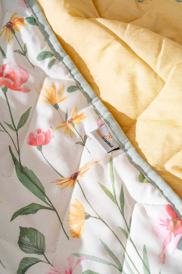 Botanical Double 7-Piece Bridal/Quilt Set – Polycotton Duvet Cover, Bedspread & Sheet Set, King/Cal-King Size