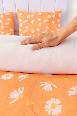 Orange Daisy Double Bedding Set Cotton