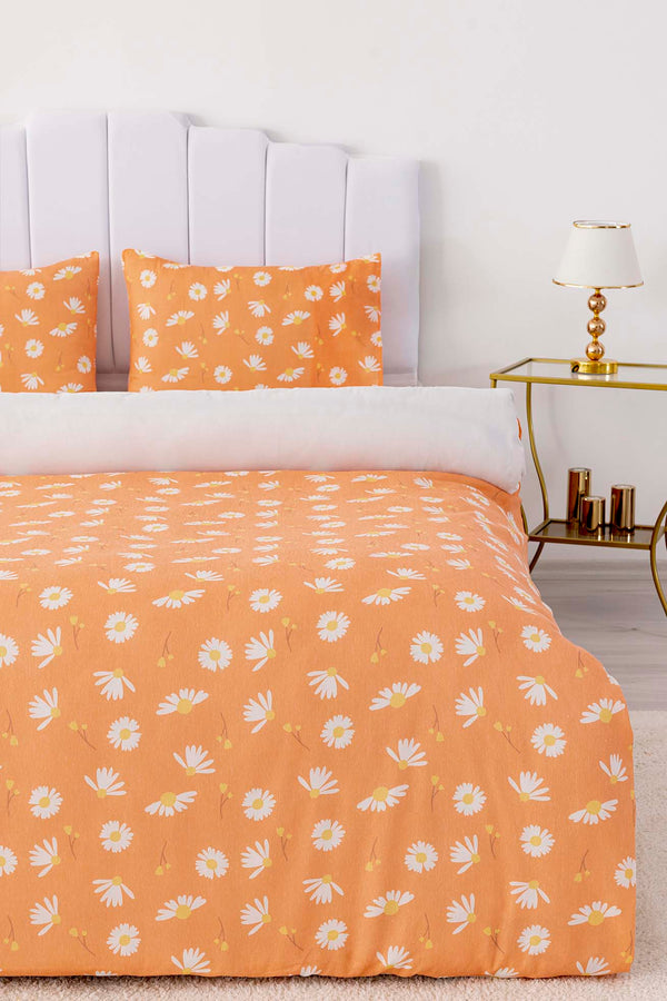 Orange Daisy Double Bedding Set Cotton
