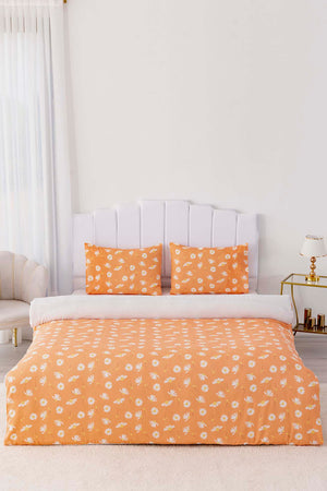 Orange Daisy Double Bedding Set Cotton