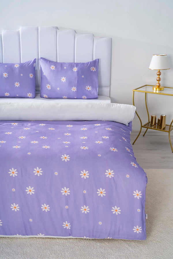 Purple Daisy Single Duvet Cover Set – Cotton