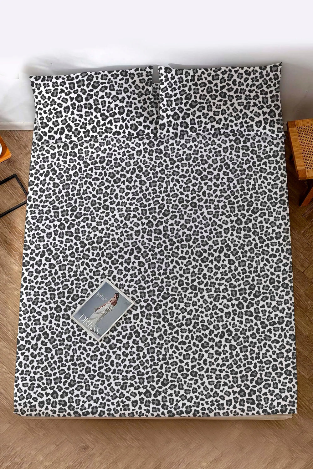 Black Leopard Double Bed Sheet Cotton