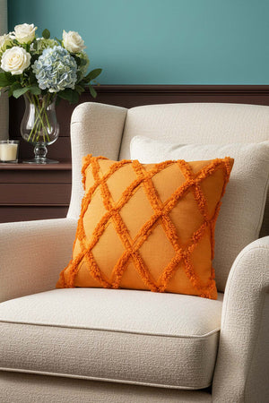Orange Geometric Punch Decorative Cushion Cover