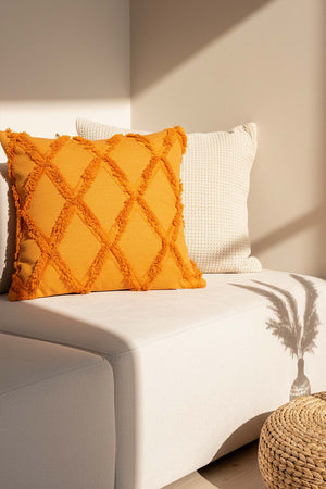Orange Geometric Punch Decorative Cushion Cover