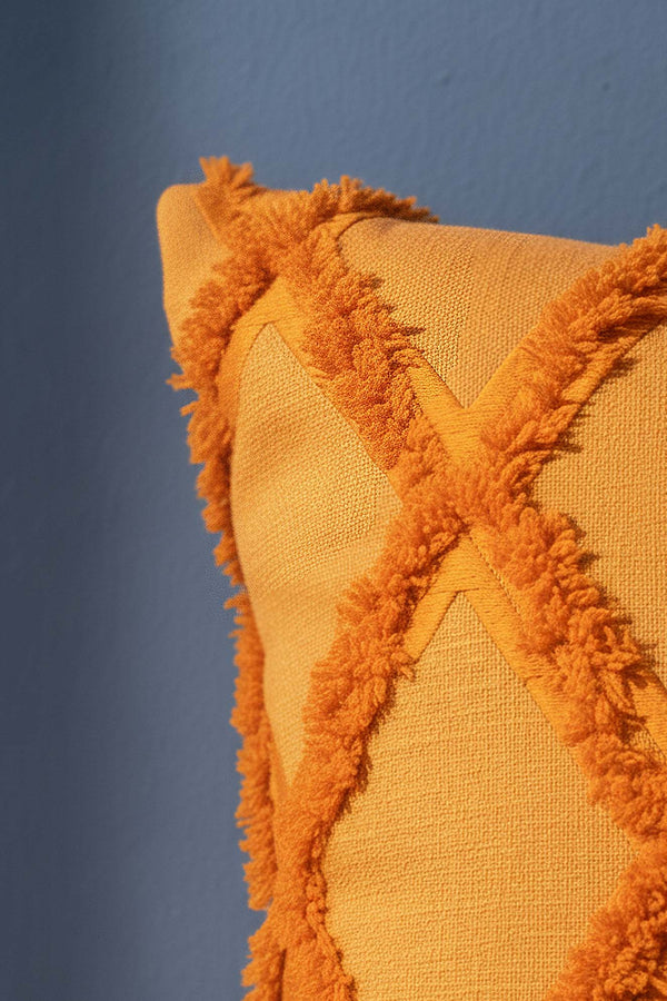 Orange Geometric Punch Decorative Cushion Cover