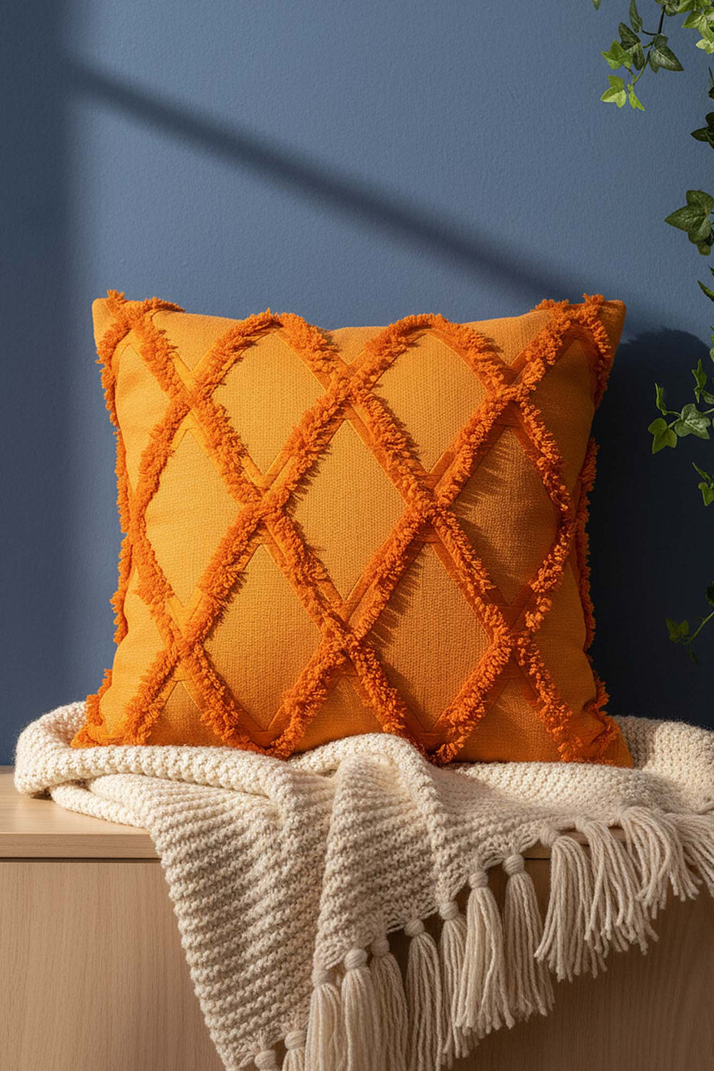 Orange Geometric Punch Decorative Cushion Cover