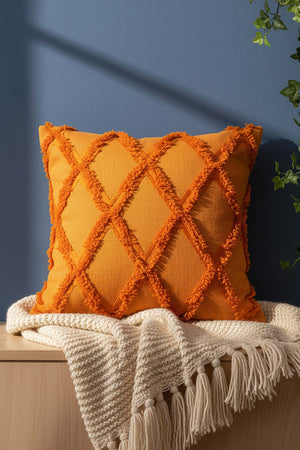 Orange Geometric Punch Decorative Cushion Cover