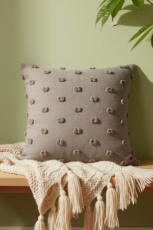 Stone-Colored Polka Dot Punch Decorative Cushion Cover