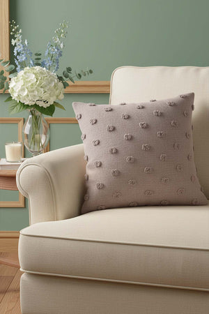 Stone-Colored Polka Dot Punch Decorative Cushion Cover