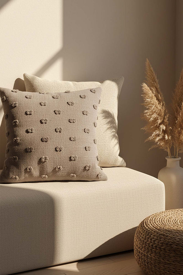 Stone-Colored Polka Dot Punch Decorative Cushion Cover