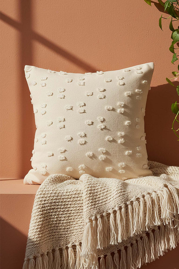 Cream Polka Dot Punch Decorative Cushion Cover