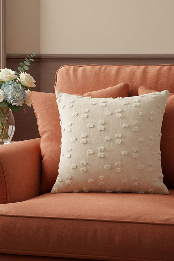Cream Polka Dot Punch Decorative Cushion Cover