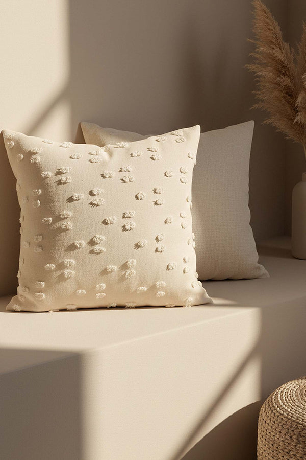 Cream Polka Dot Punch Decorative Cushion Cover